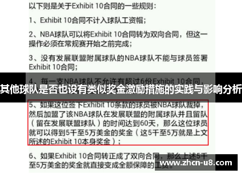 其他球队是否也设有类似奖金激励措施的实践与影响分析